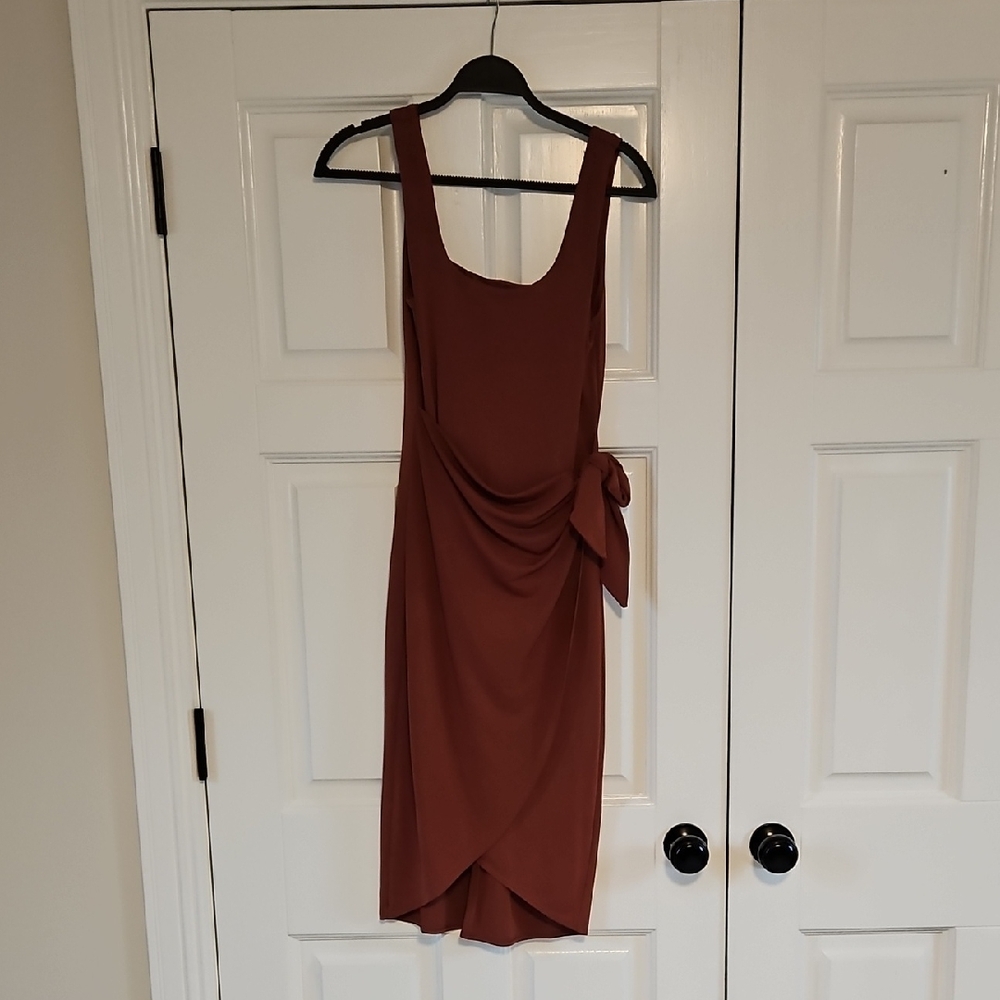 Express Rust Midi Dress with Bow Detail